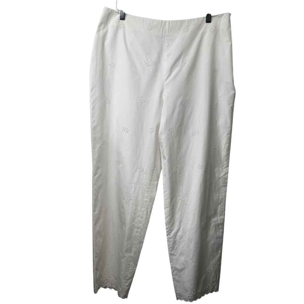 Brooks Brothers White Eyelet Tapered Pants Size 12